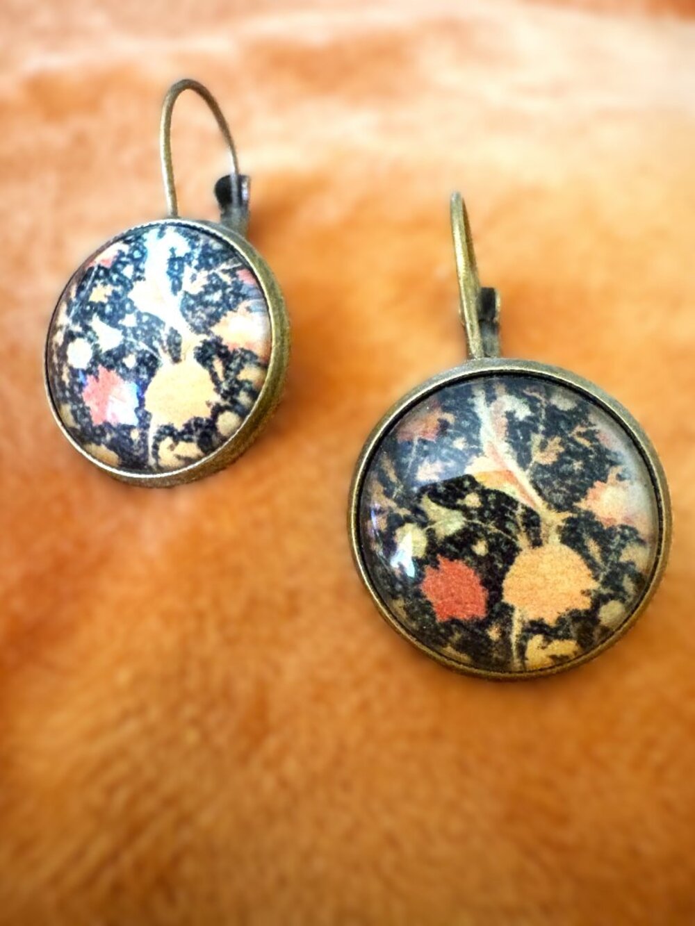 Floral-Celestial Abstract Drop Earrings-Handmade NWOT - Picture 12 of 12